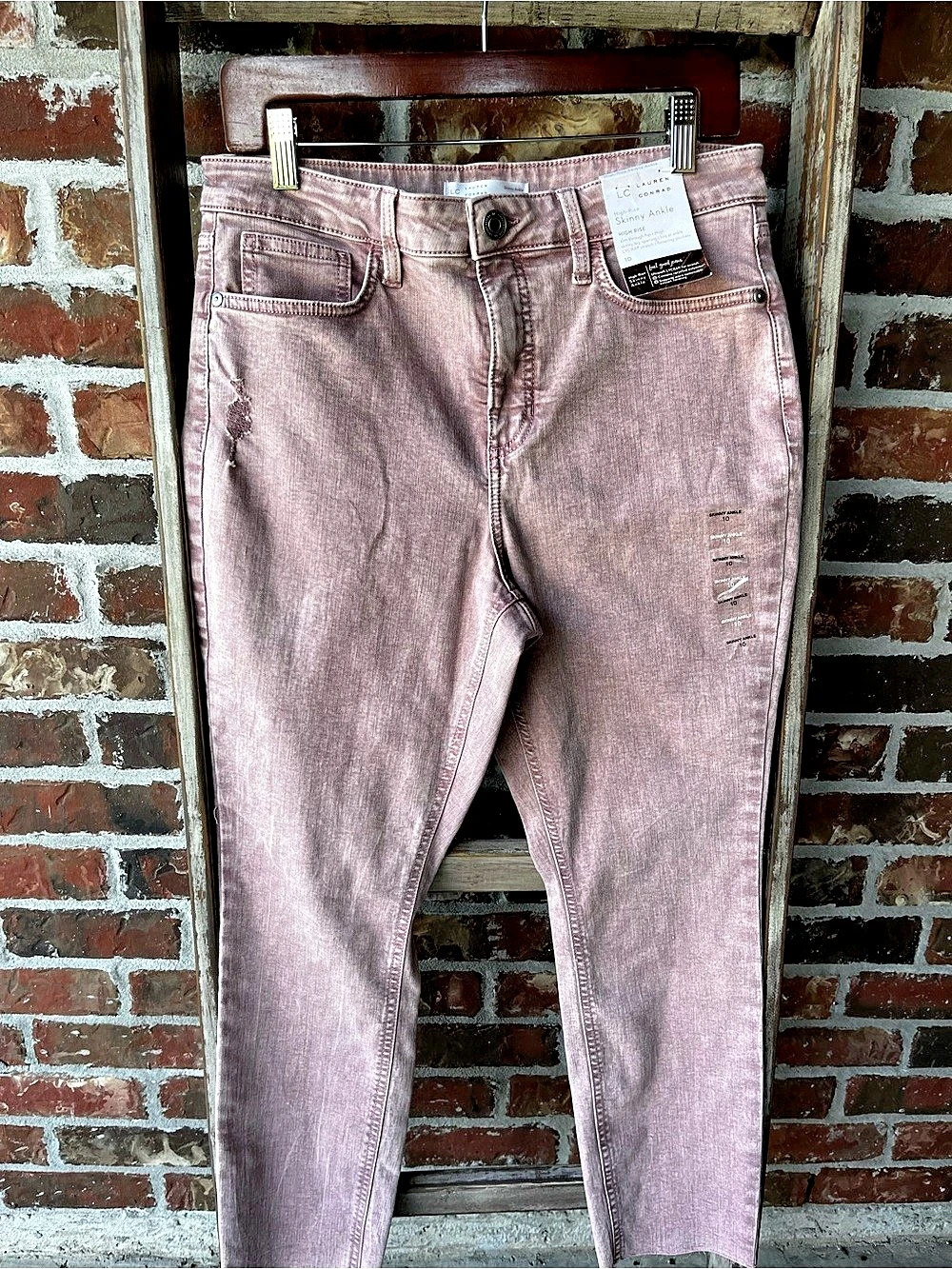 LC Lauren Conrad High-Rise Skinny Ankle Pink Waist